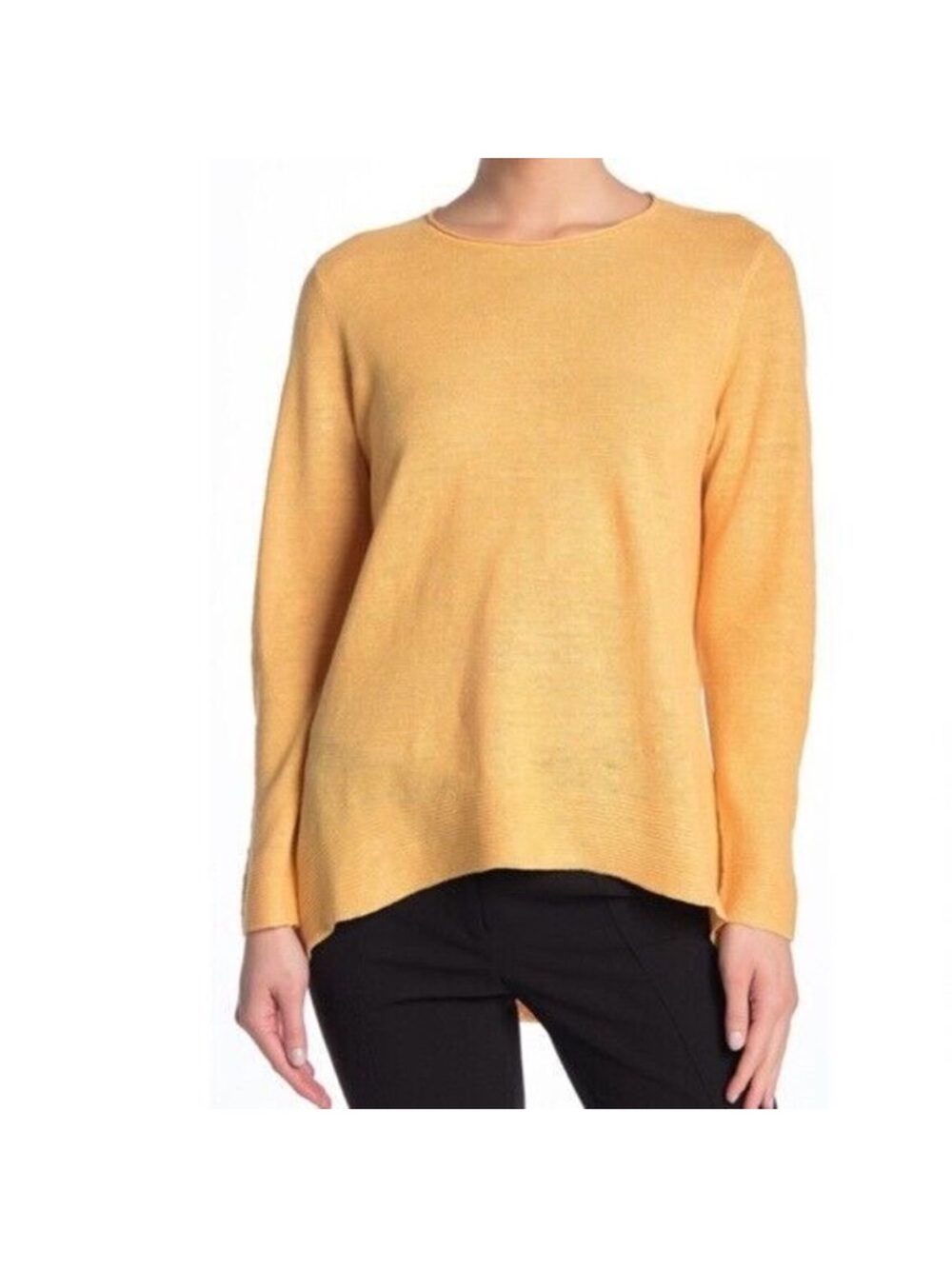 Eileen Fisher 100% Organic Linen Tunic In Cantaloupe High Low Sweater Top Size L